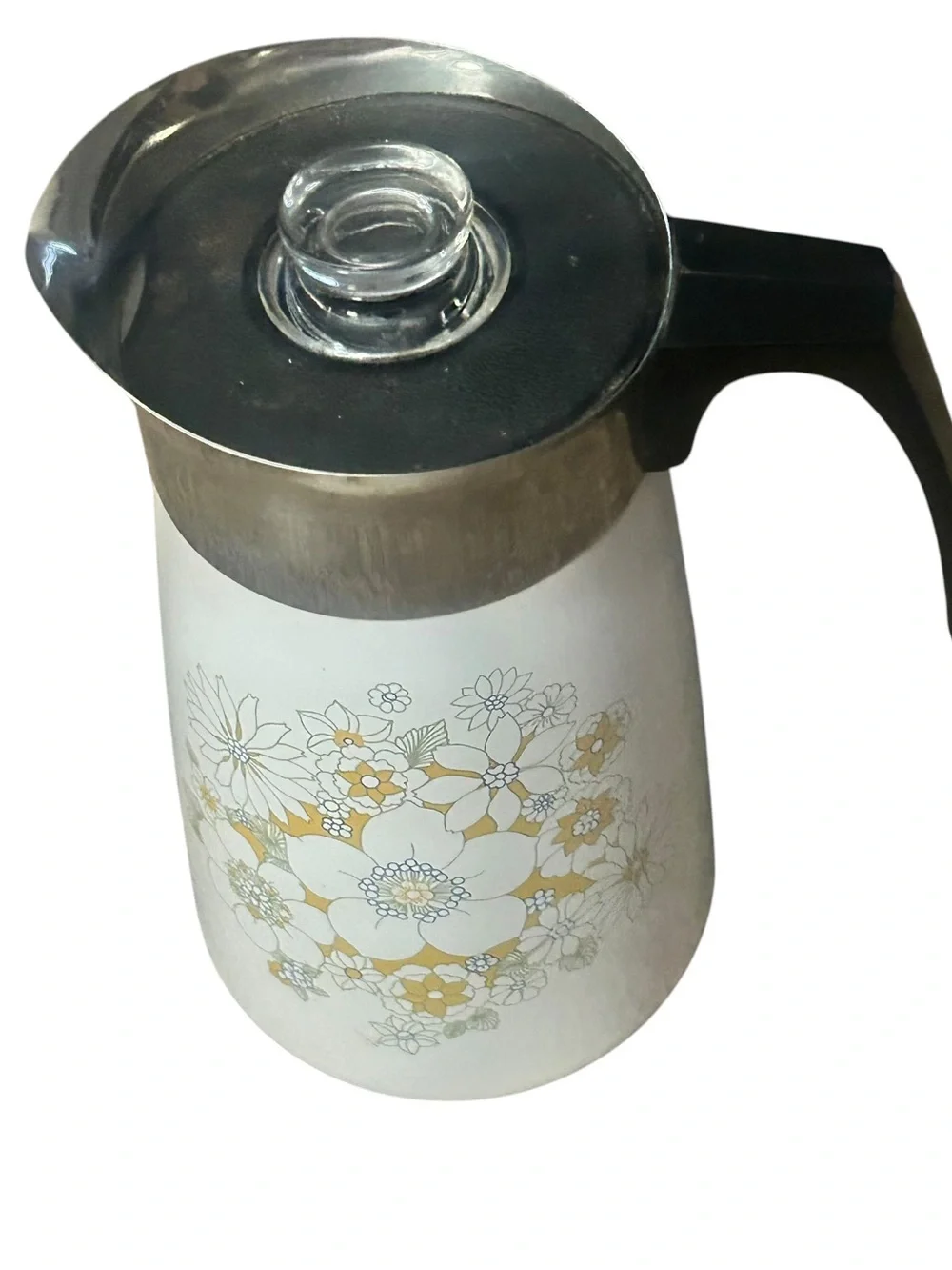 Vintage Corningware  9 cup “Floral Bouquet” Stovetop Coffee Pot Perculator